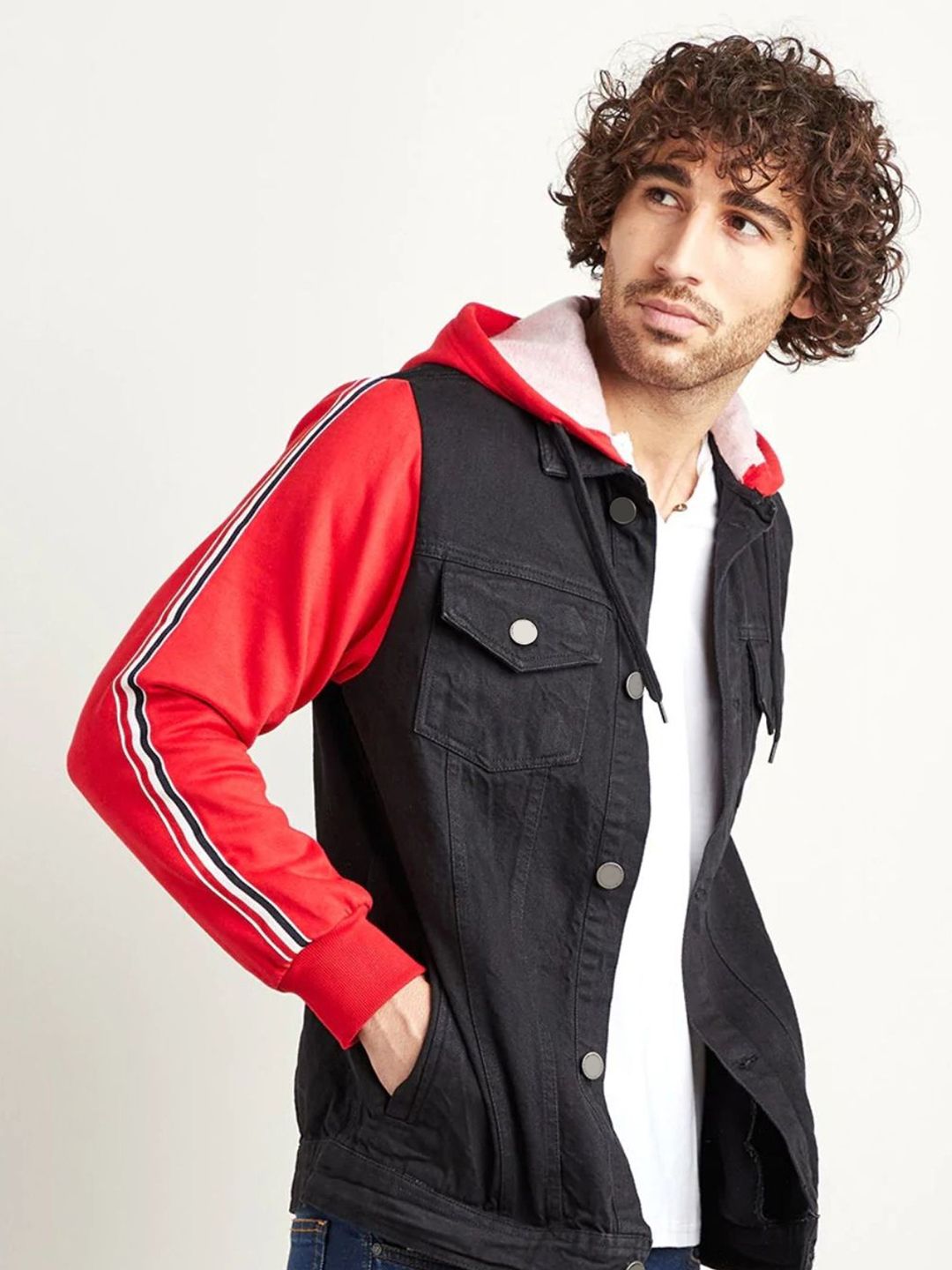 CAHOOT Men Black Red Washed Windcheater Jacket