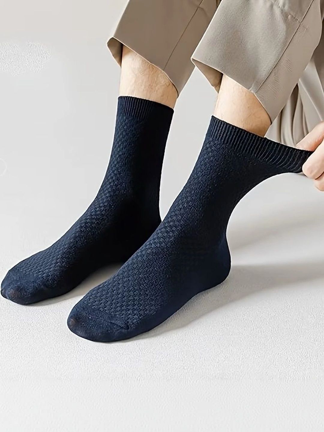BEAR&BEYOND Men Pack of 5 Cotton Assorted Patterned Above Ankle Socks