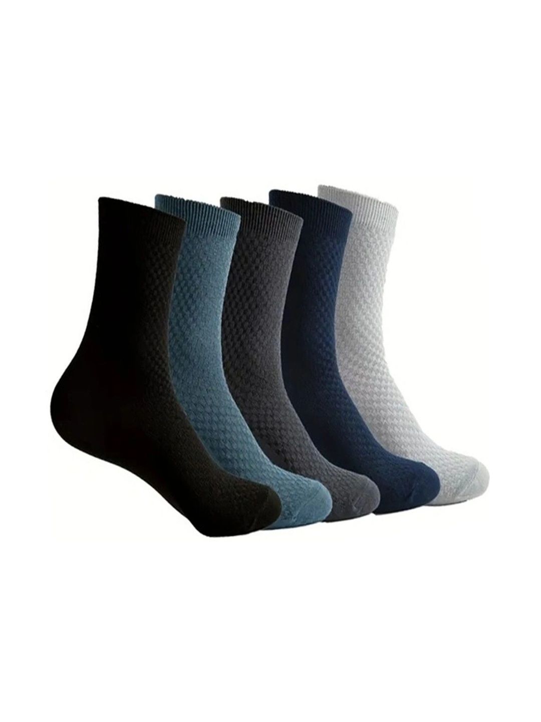 BEAR&BEYOND Men Pack of 5 Cotton Assorted Patterned Calf Length Socks
