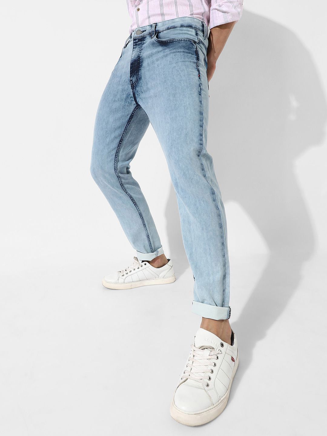 CAHOOT Men Comfort Skinny Fit Mid-Rise Heavy Fade Stretchable Jeans