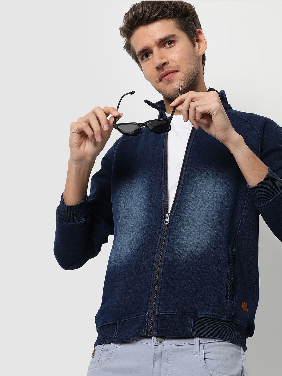 CAHOOT Men Blue Washed Windcheater Outdoor Bomber Jacket