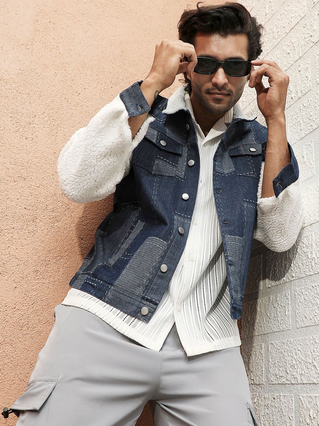CAHOOT Colourblocked Windcheater Denim Jacket