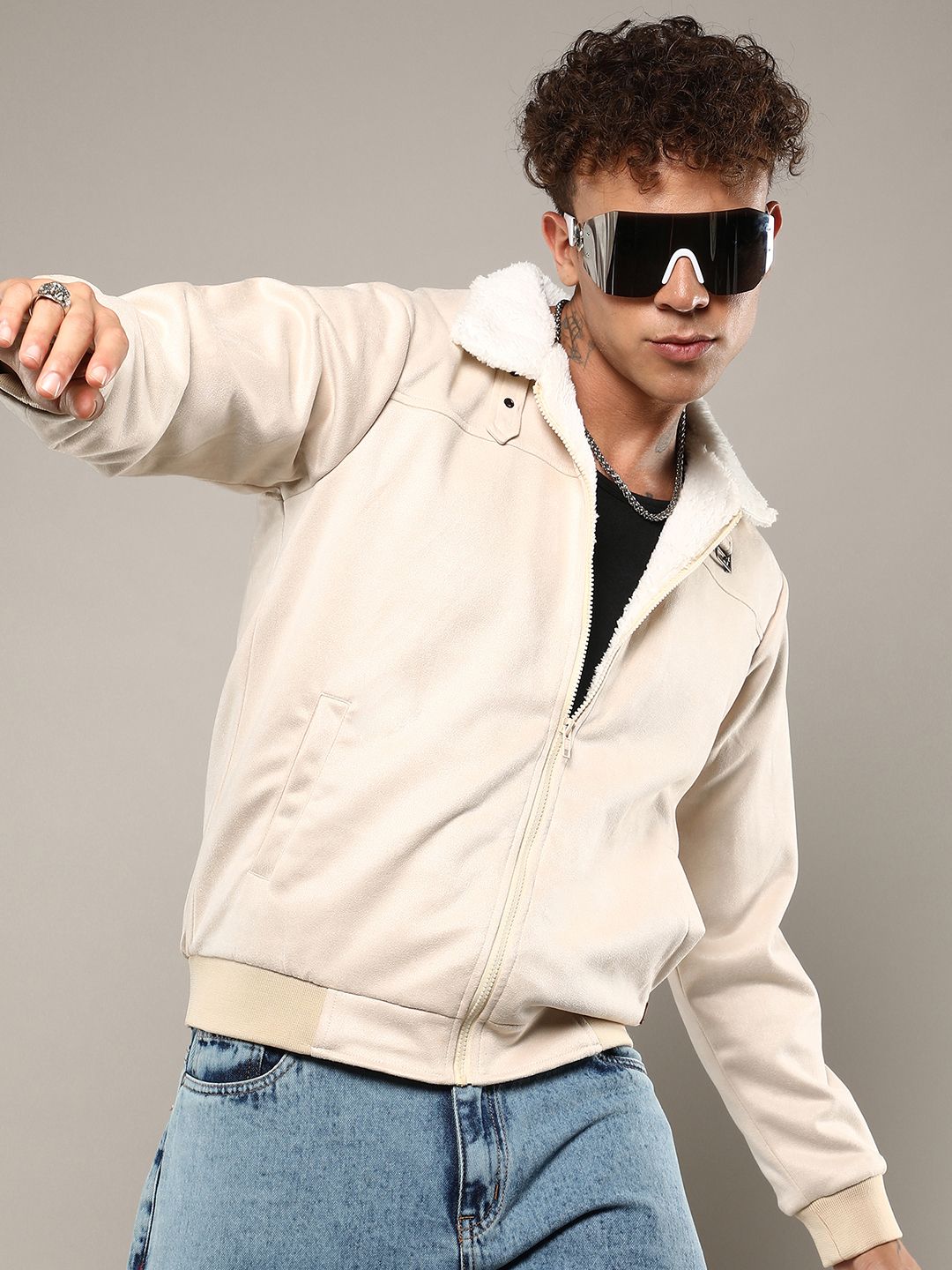 CAHOOT Men Suede Lightweight Bomber Jacket
