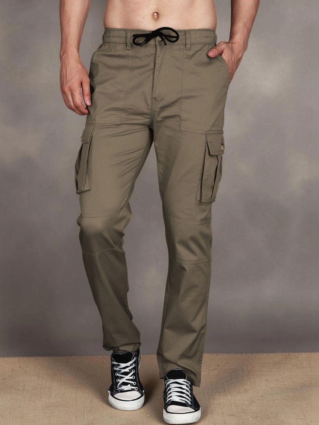 Mast & Harbour Men Relaxed Straight Leg Easy Wash Cargos Trousers