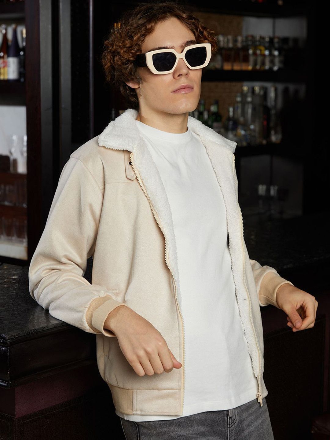 CAHOOT Men Colourblocked Suede Lightweight Bomber Jacket