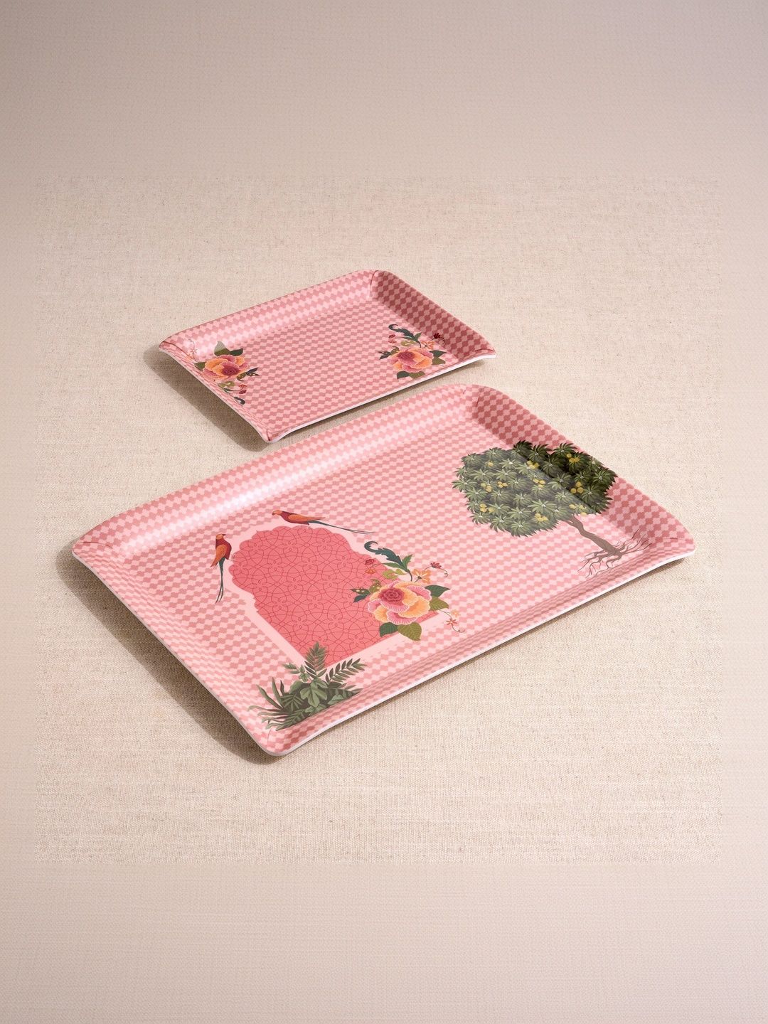 Home Centre Multicoloured 2026 Melamine 2 Pieces Easy to Clean Serving Tray