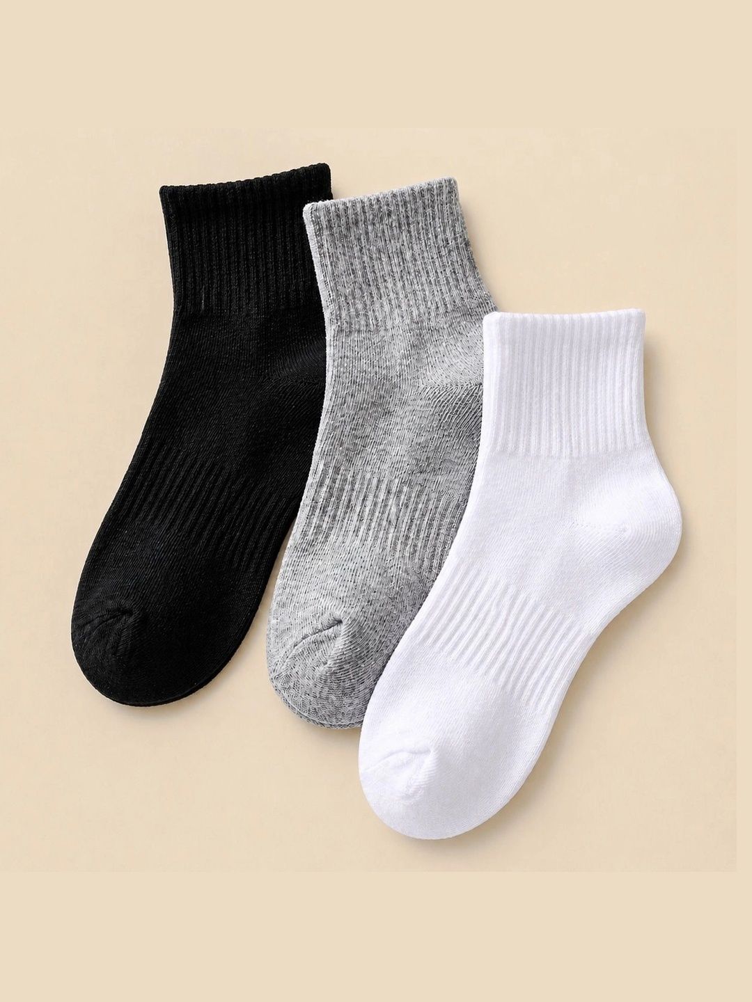 BEAR&BEYOND Men Pack of 3 Cotton Assorted Ankle Length Socks