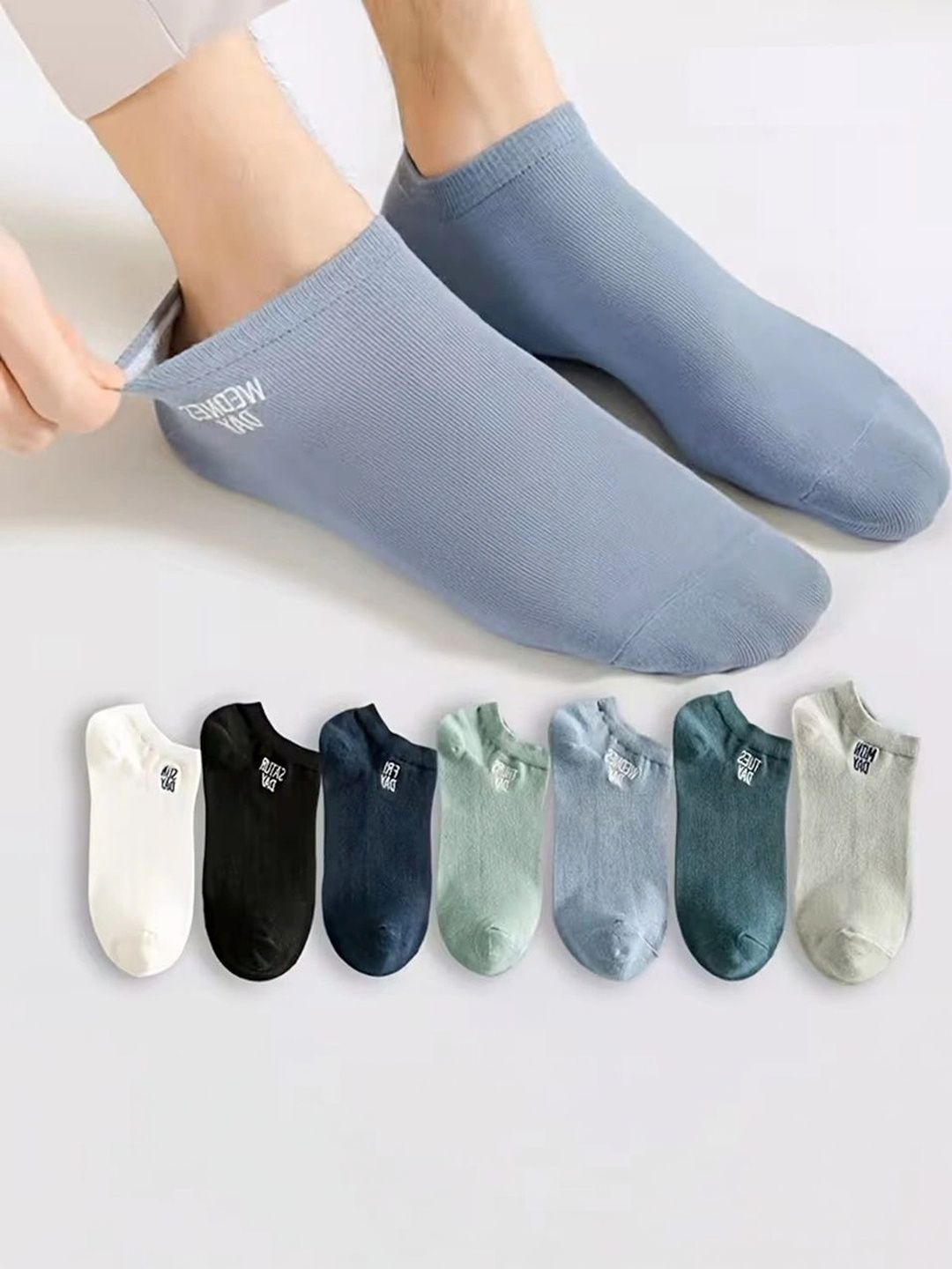 BEAR&BEYOND Men Pack of 7 Cotton Assorted Ankle Length Socks