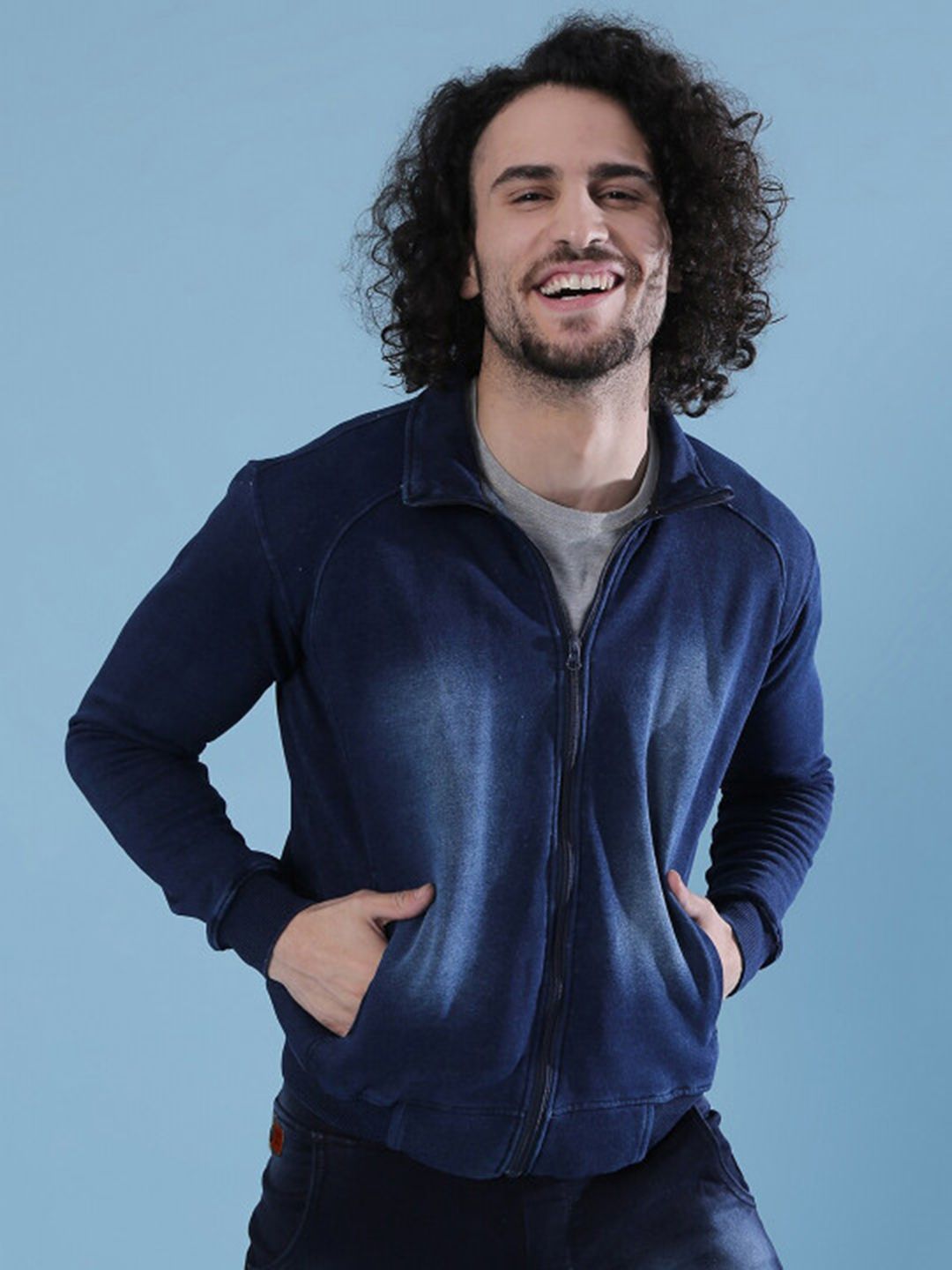 CAHOOT Men Blue Washed Regular Denim Jacket
