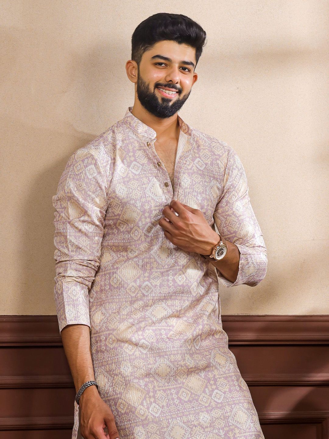 Koshin Men Floral Printed Festive Straight Kurta