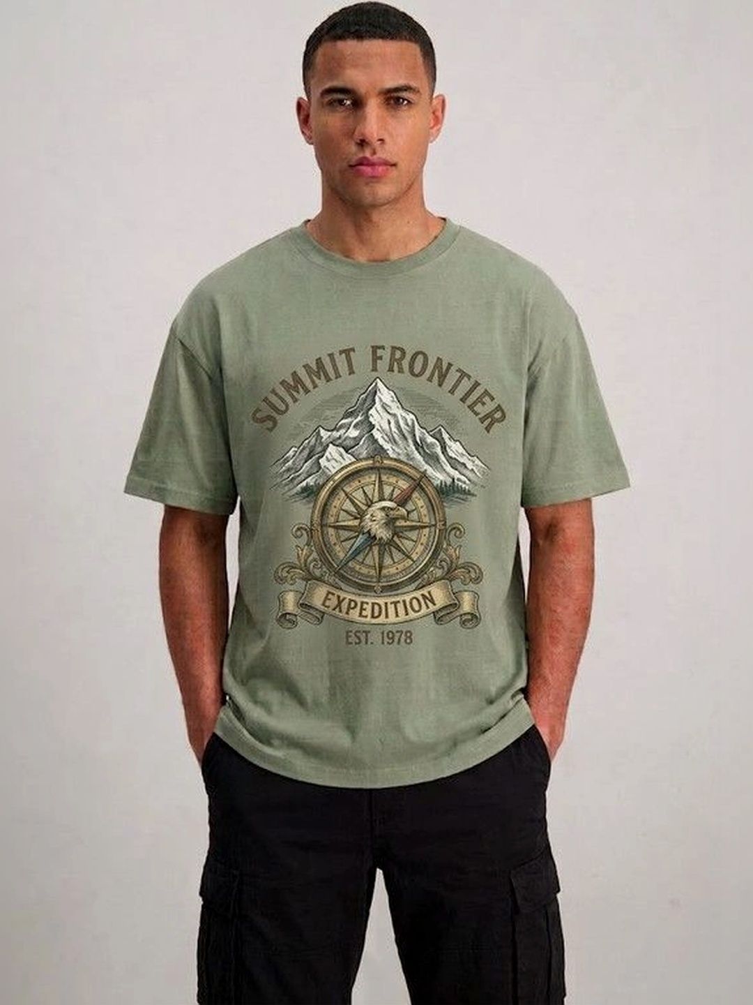 9TUNKI Men Printed Pure Cotton T-shirt