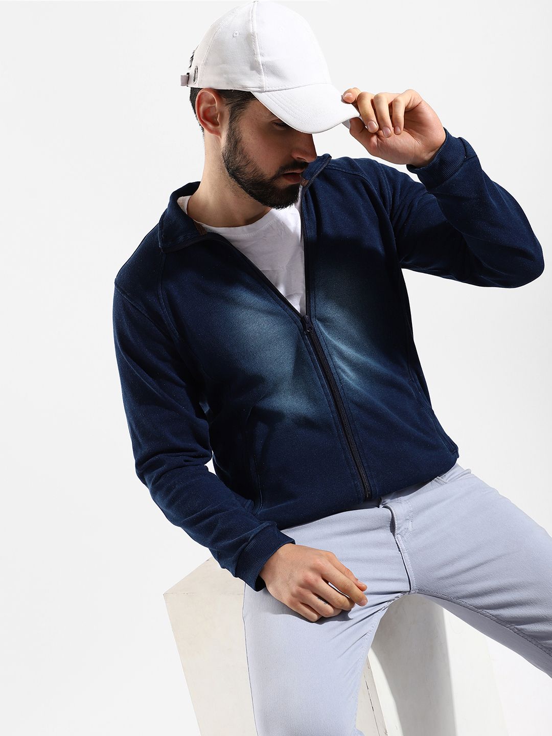 CAHOOT Men Blue Washed Windcheater Outdoor Cotton Denim Jacket