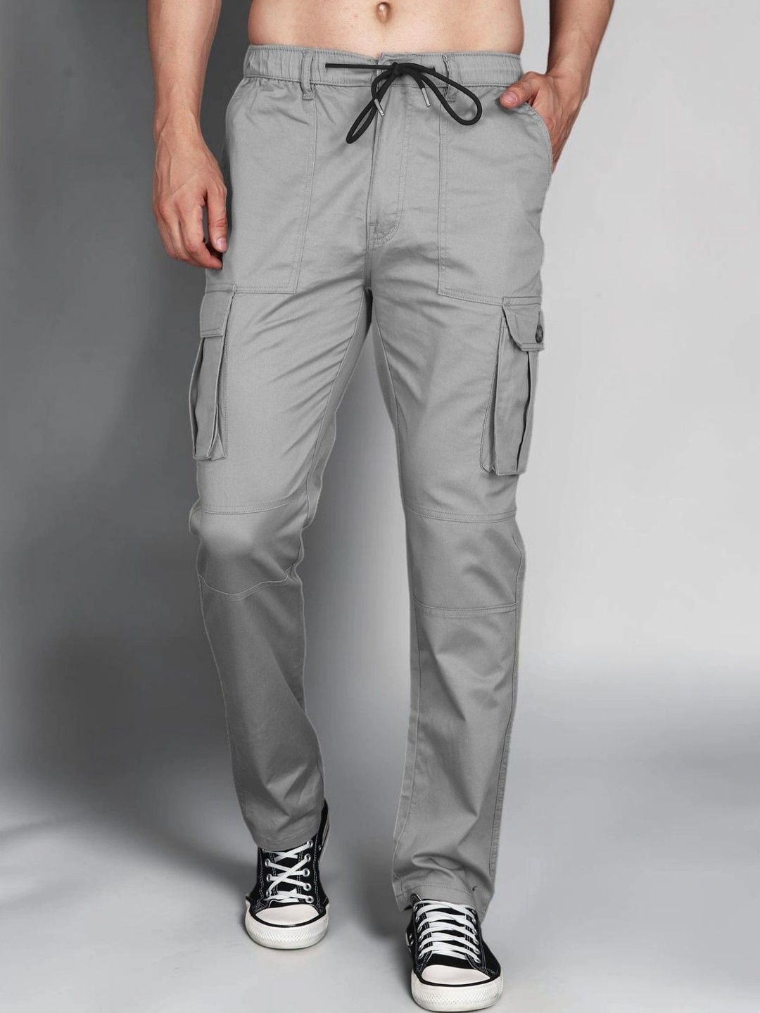 Mast & Harbour Men Relaxed Straight Leg Easy Wash Cargos Trousers