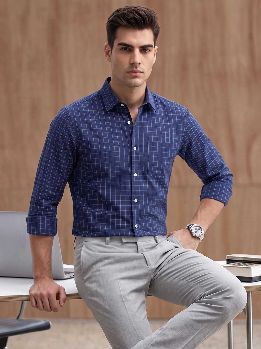 INVICTUS Slim Fit Checked Formal Shirt