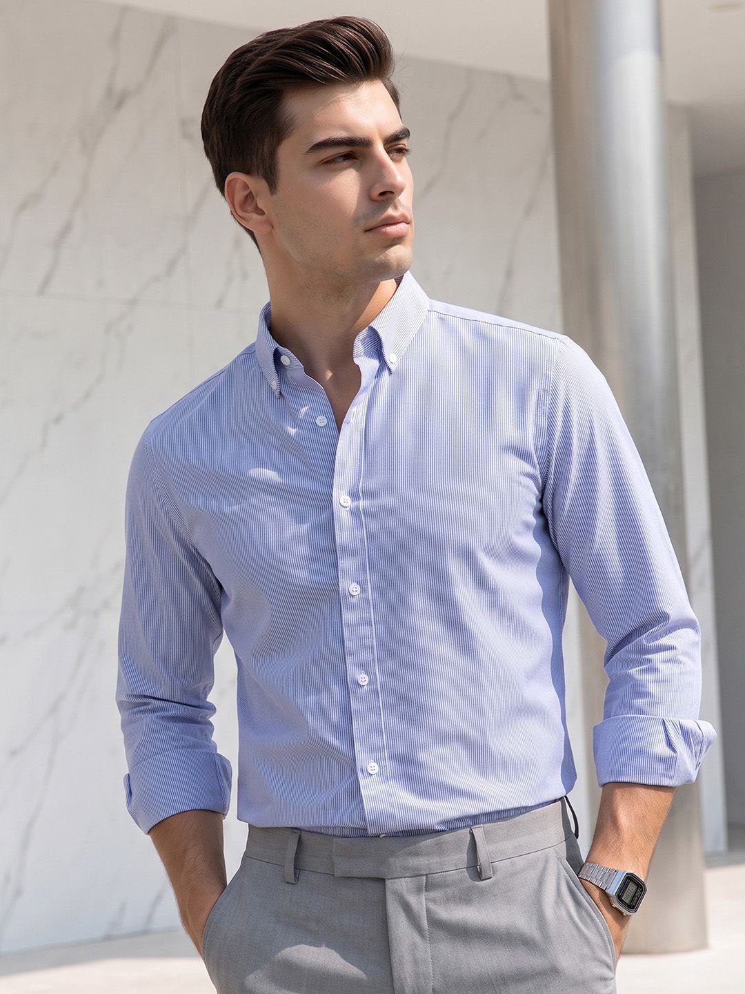 INVICTUS Vertical Striped Formal Shirt