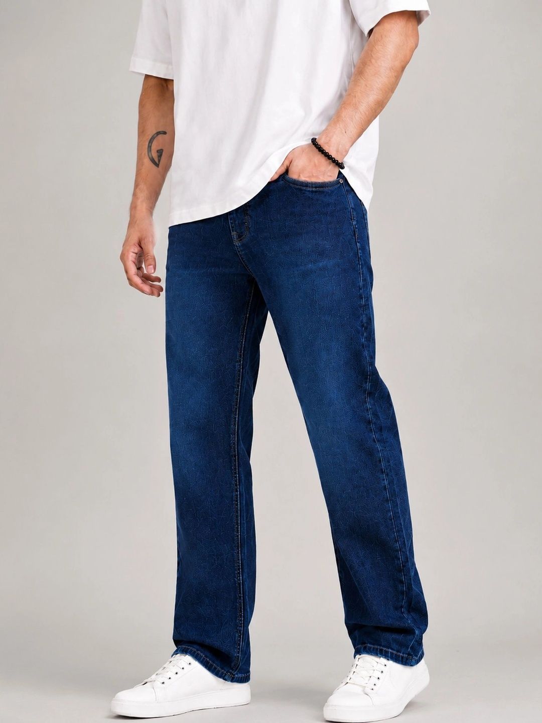 Denimora Men Straight Fit Mid-Rise Stretchable Jeans