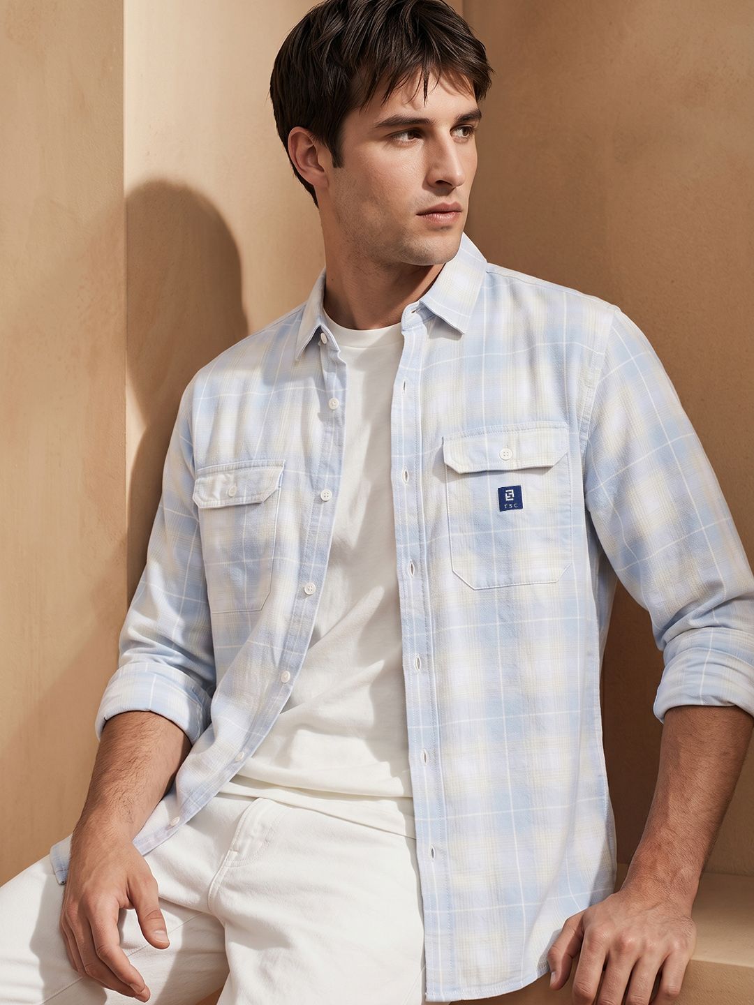 THE SHIRT CODE Checked Pure Cotton Casual Shirt
