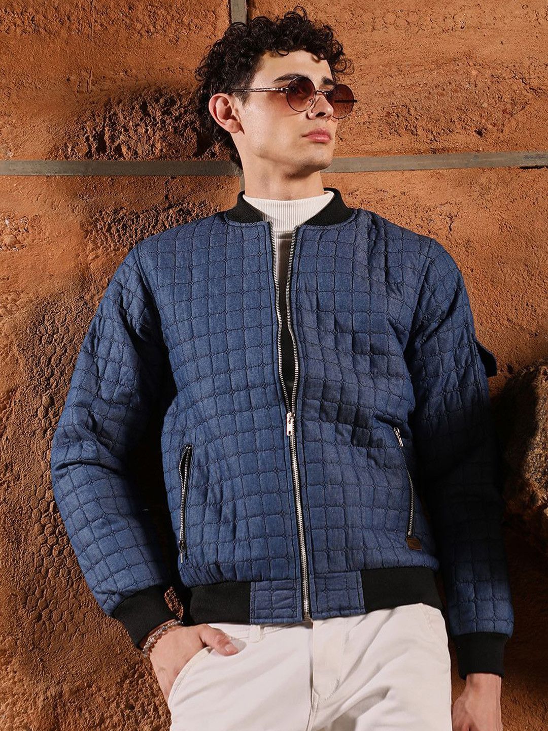 CAHOOT Men Stand Collar Solid Lightweight Bomber Jacket