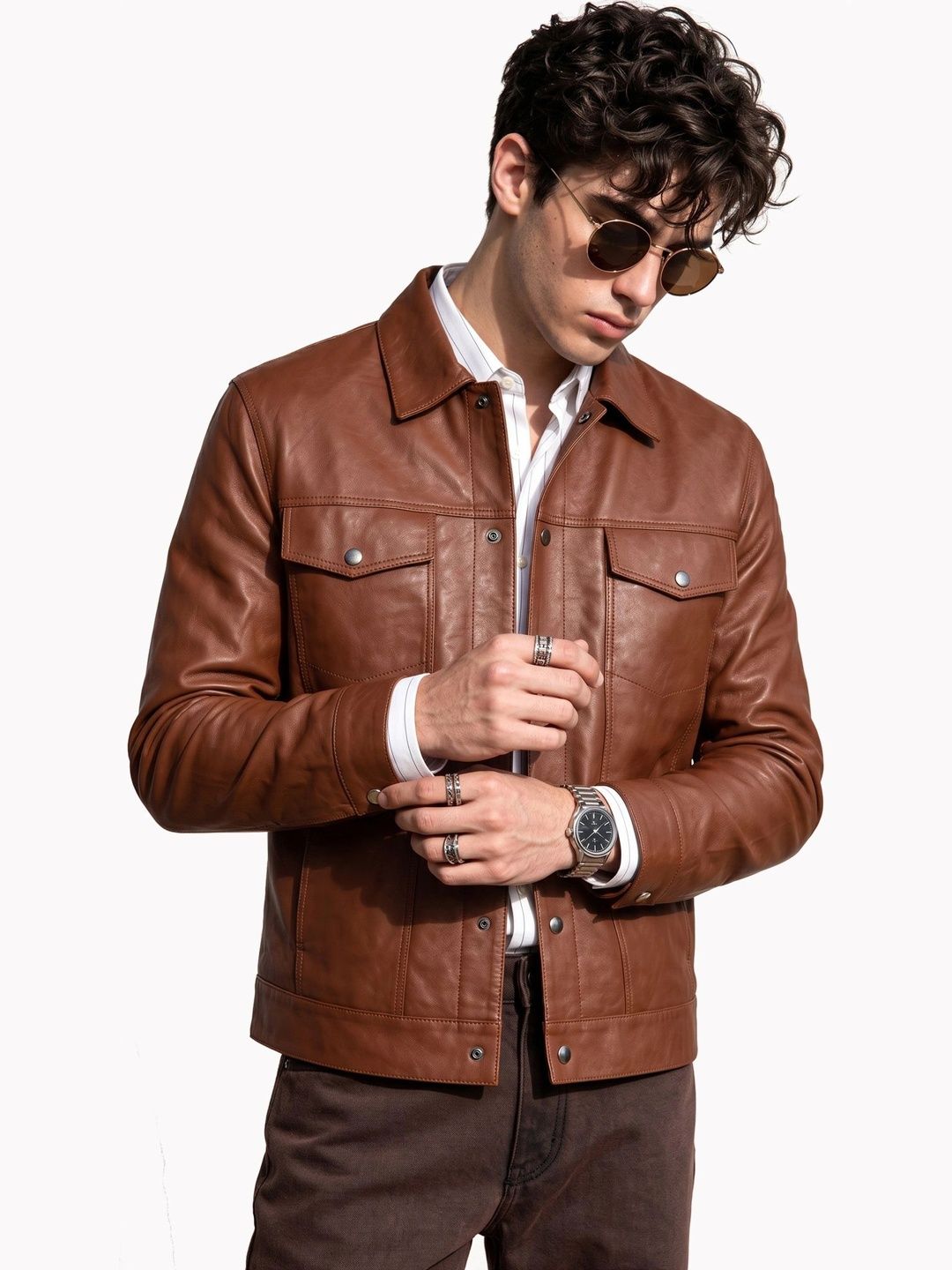 Leather Retail Men Outdoor Leather Jacket