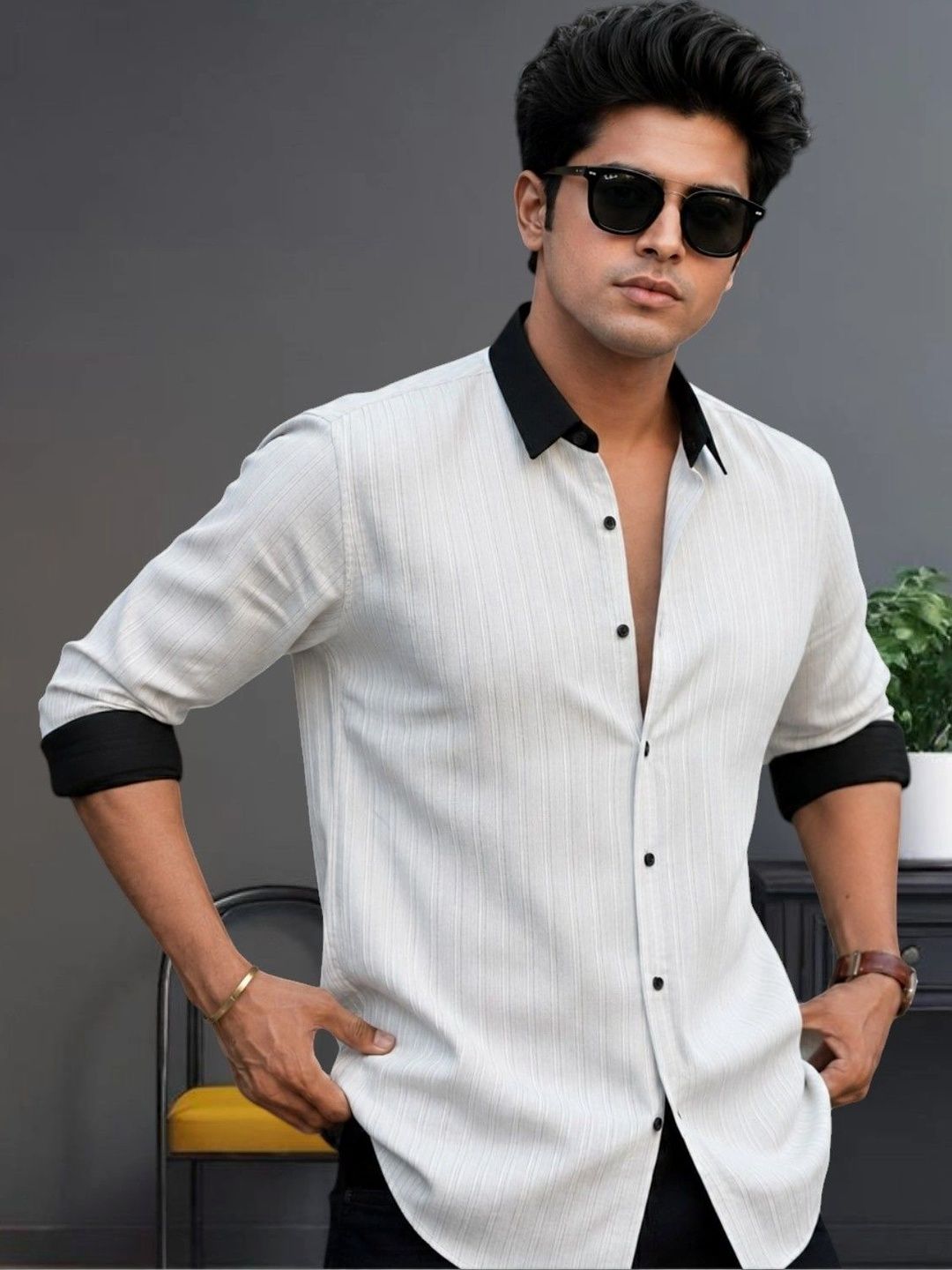 Zans and mens Men Standard Striped Casual Shirt