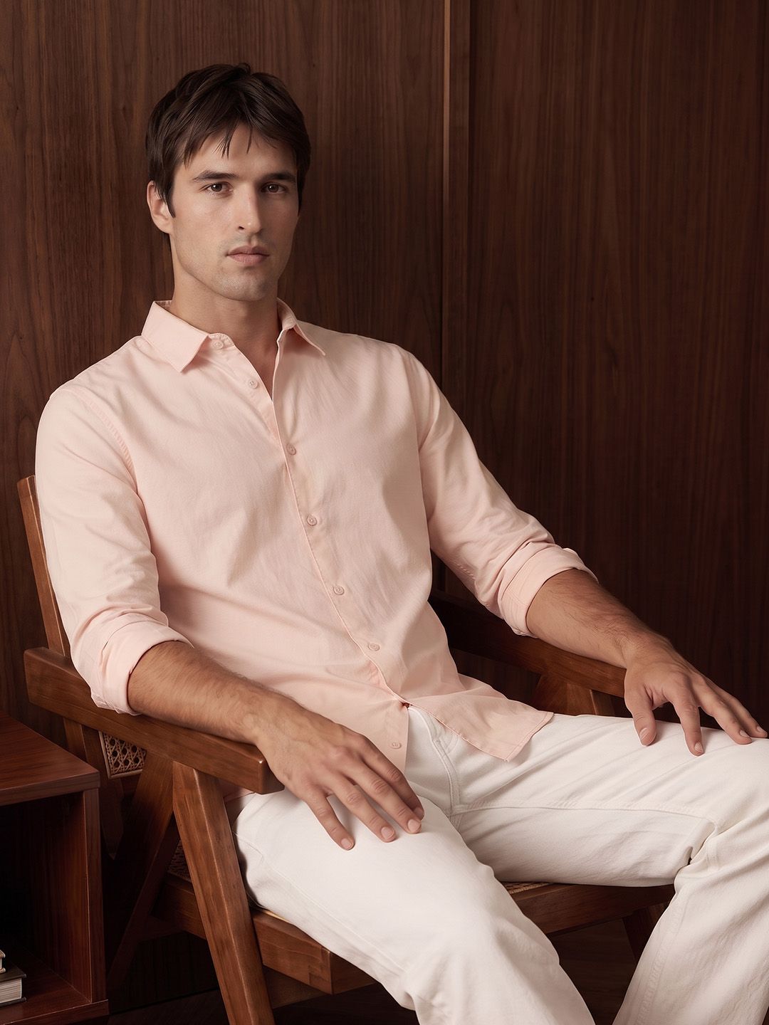 THE SHIRT CODE Spread Collar Pure Cotton Casual Shirt