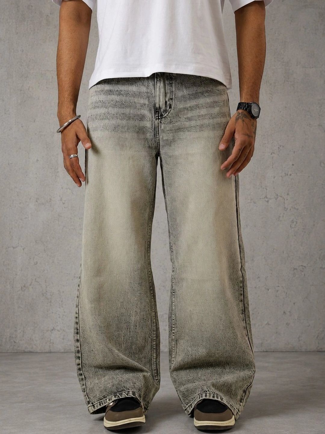 Line out line Men Wide Leg Mid-Rise Jeans