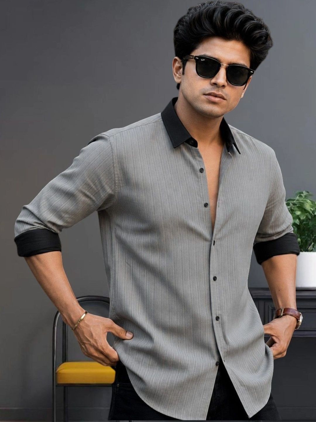 Zans and mens Men Standard Striped Casual Shirt