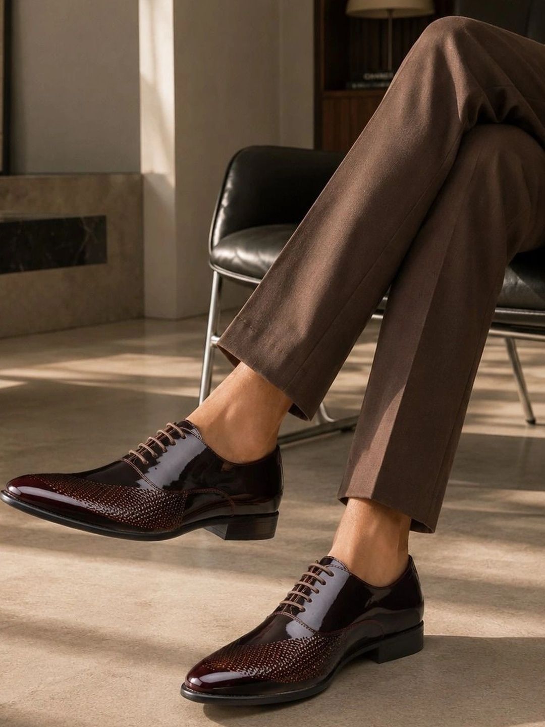 MICHAEL ANGELO Men Textured Formal Oxfords