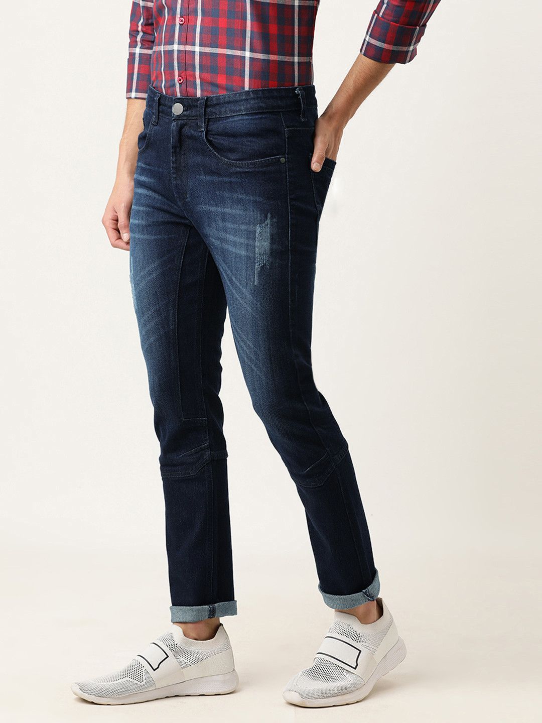 CAHOOT Men Blue Slim Fit Mid-Rise Mildly Distressed Jeans