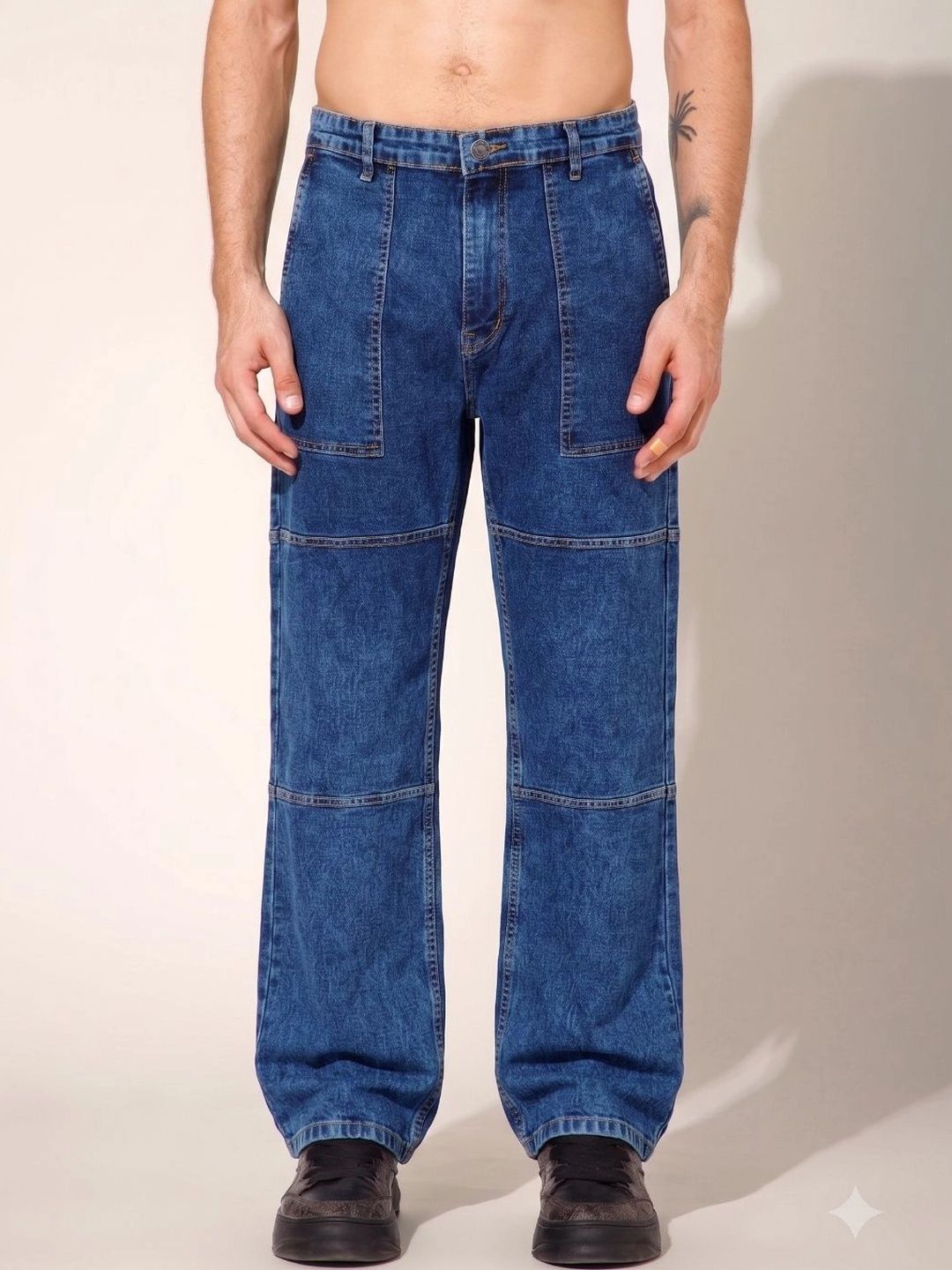 STUDIO NEXX Men Loose Relaxed Fit Mid-Rise Stretchable Jeans