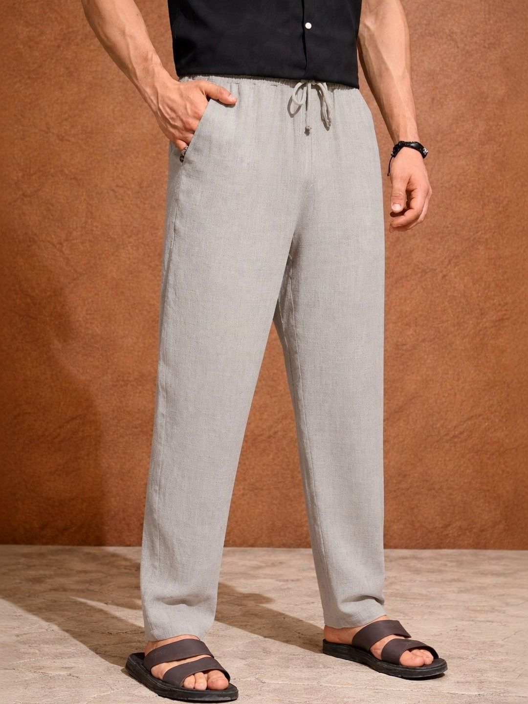 The Roadster Lifestyle Co. Mid Rise Cotton Trousers