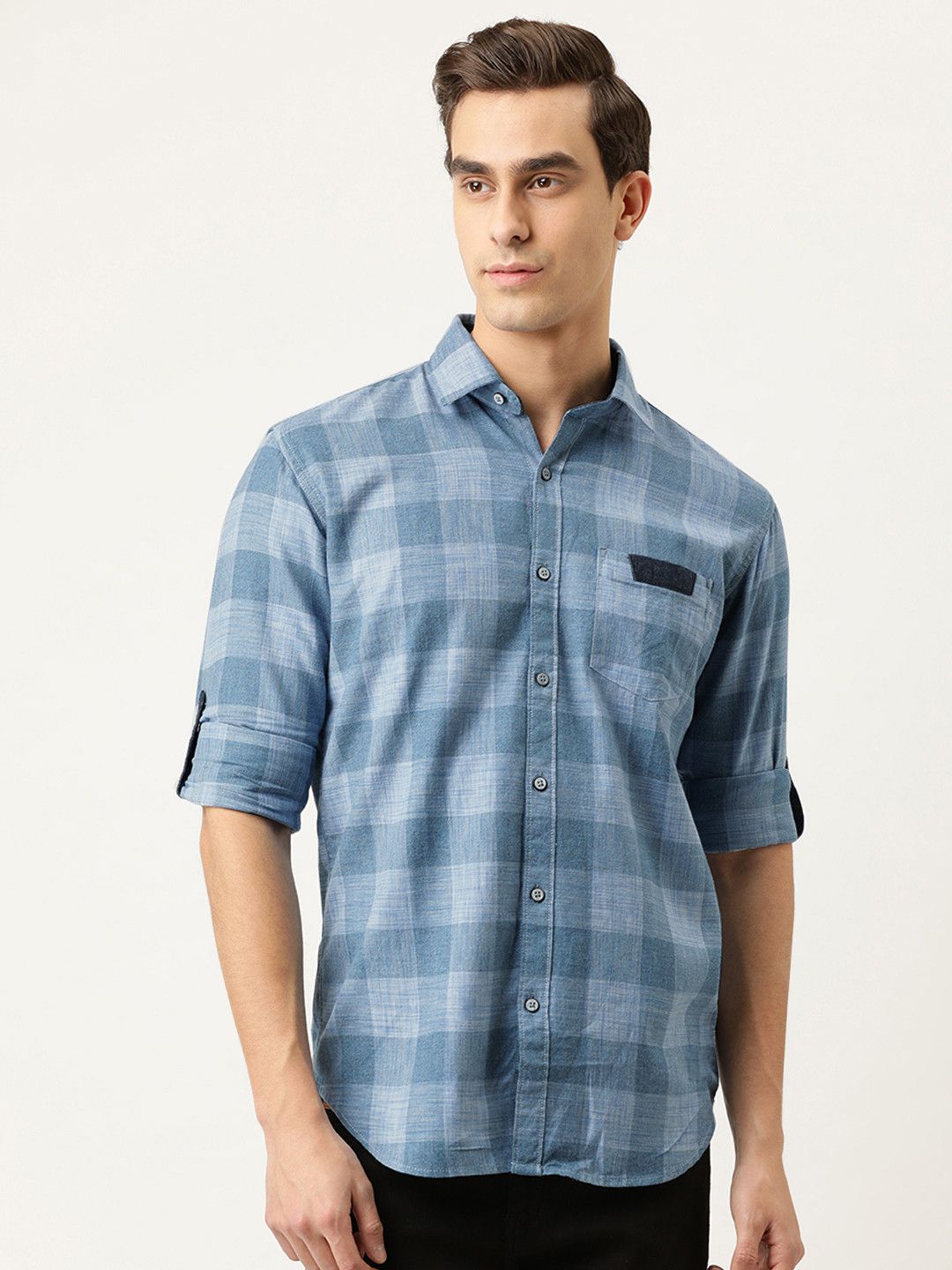 CAHOOT Men Blue Checked Casual Shirt