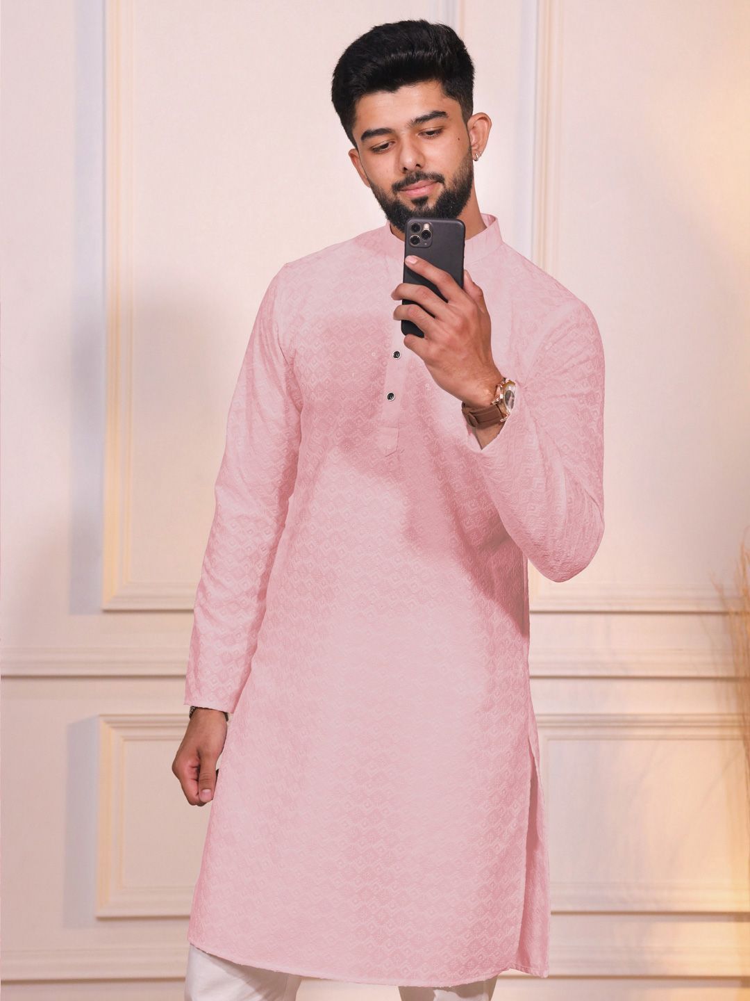 Koshin Men Embroidered Thread Work Cotton Kurta