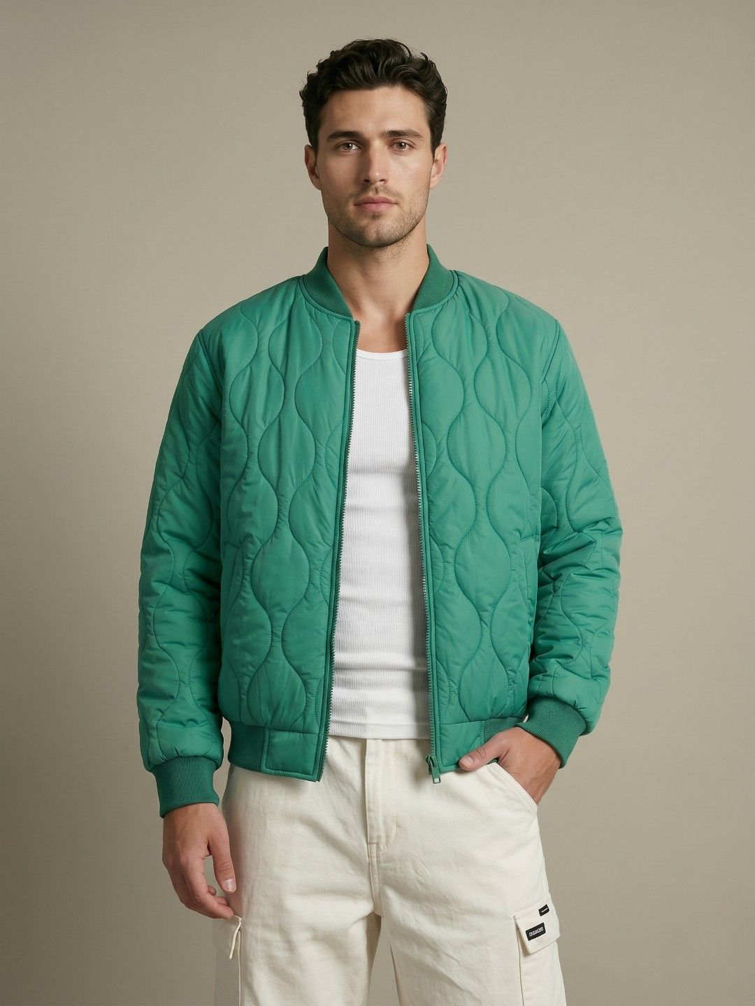 glitchez Stand Collar Bomber Jacket