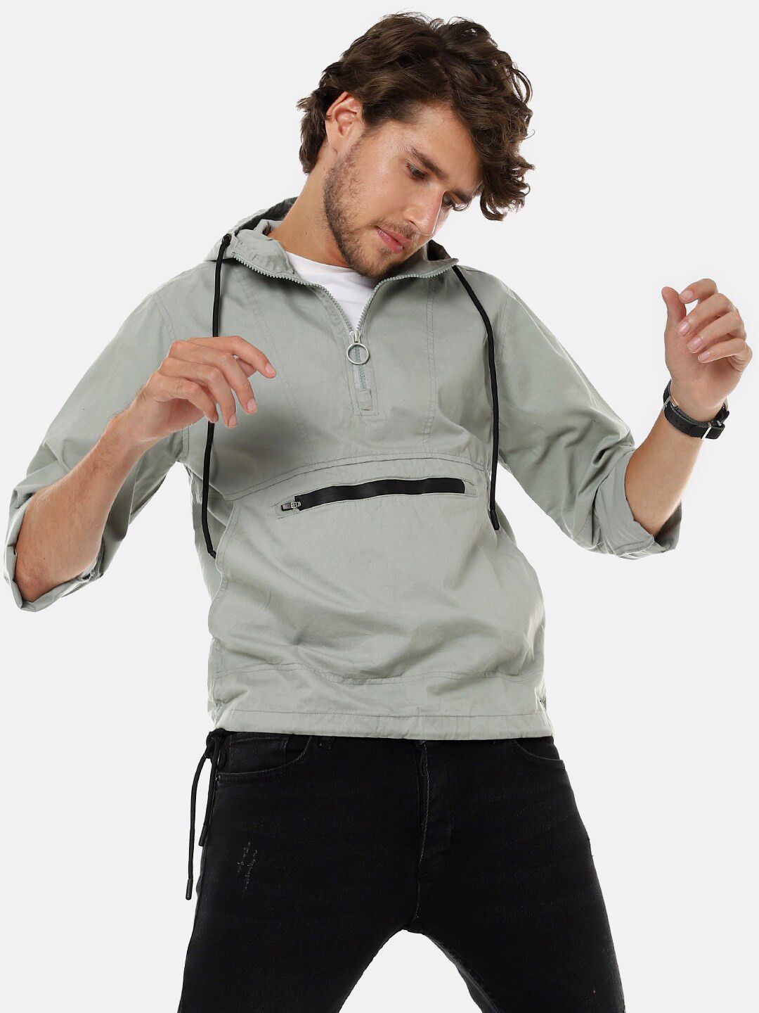 CAHOOT Men Grey Windcheater Sporty Jacket