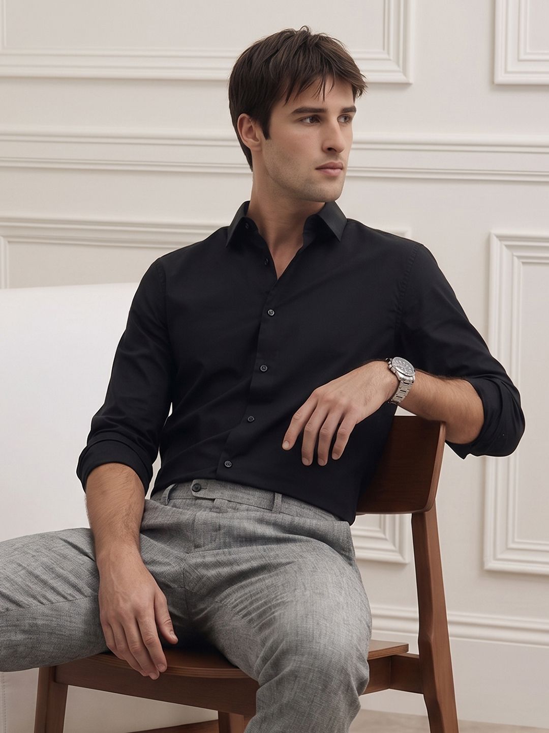 THE SHIRT CODE Spread Collar Casual Shirt
