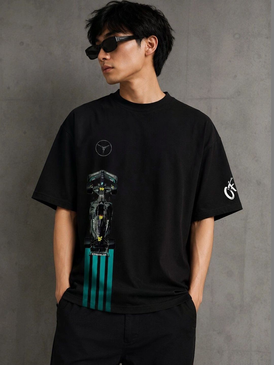 Onfleeks Men Mercedes AMG Petronas Printed Cotton T-shirt