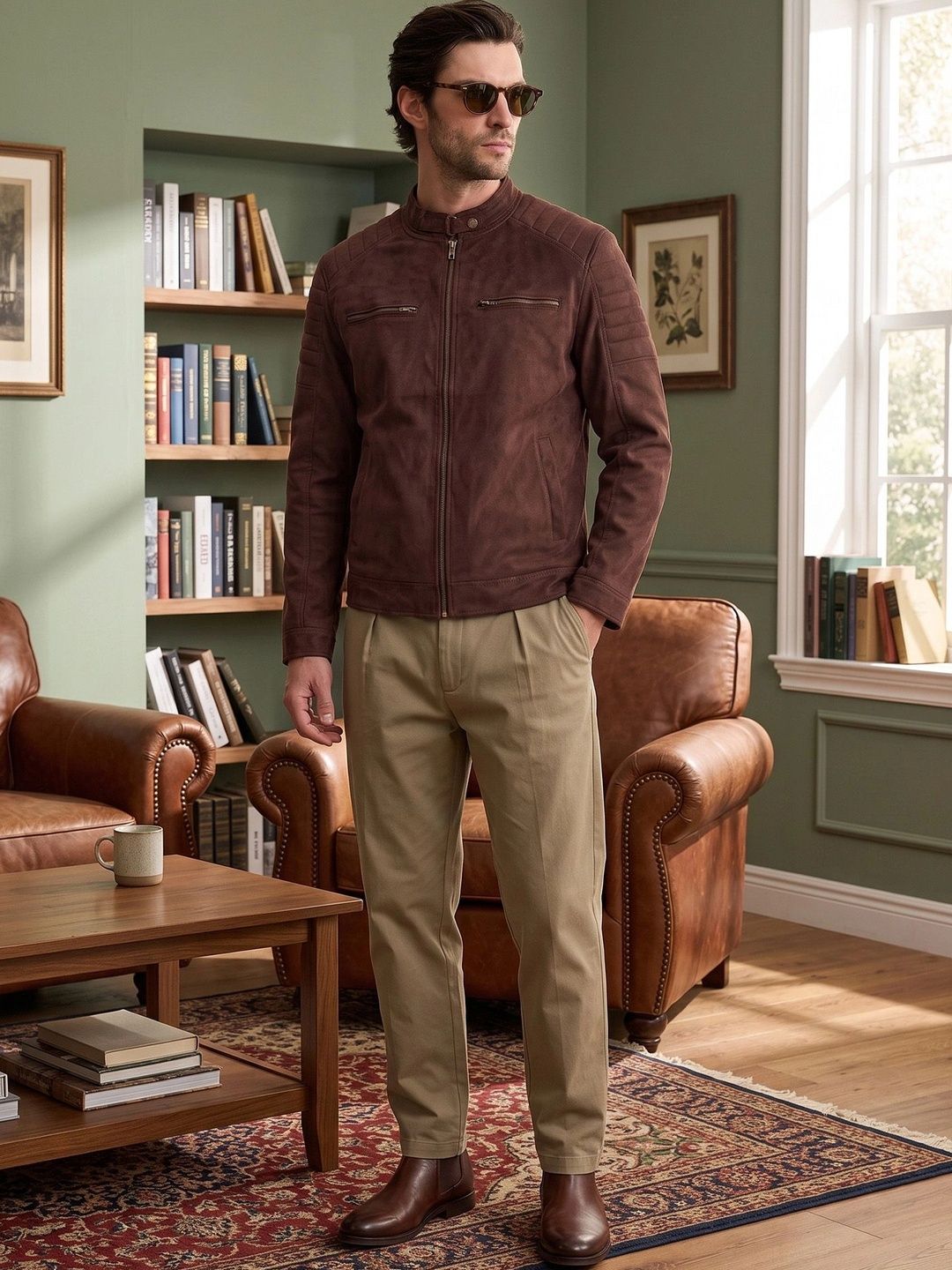 Roadster Men Suede Outdoor Biker Jacket