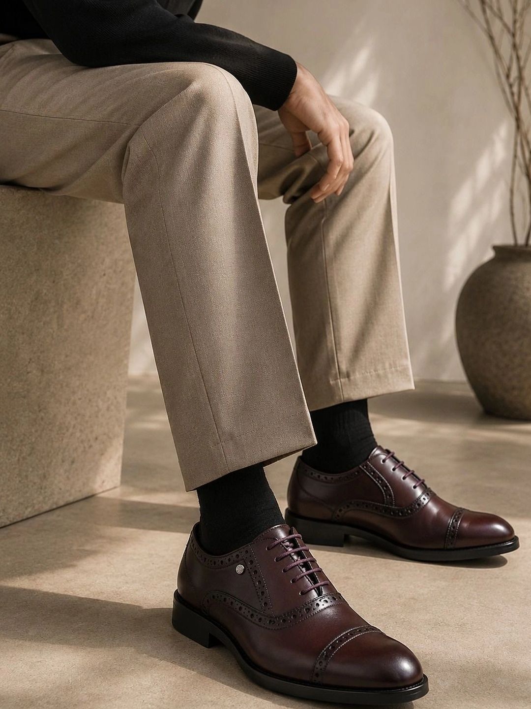 MICHAEL ANGELO Men Leather Formal Brogues