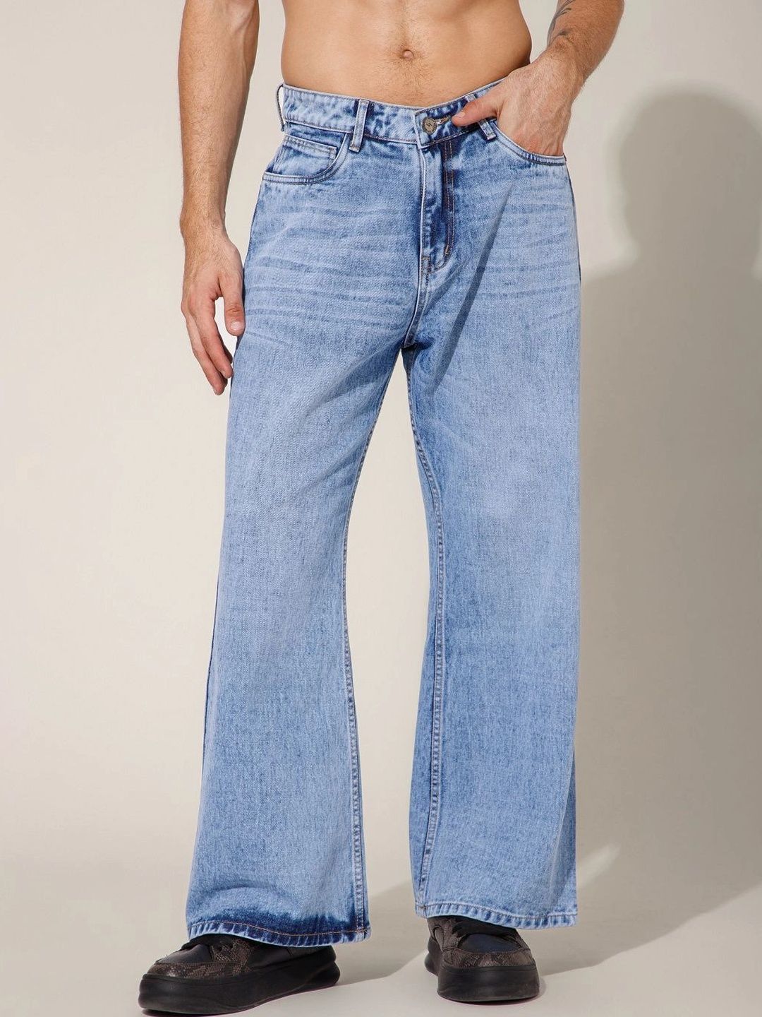 STUDIO NEXX Men Wide Leg Mid-Rise Jeans