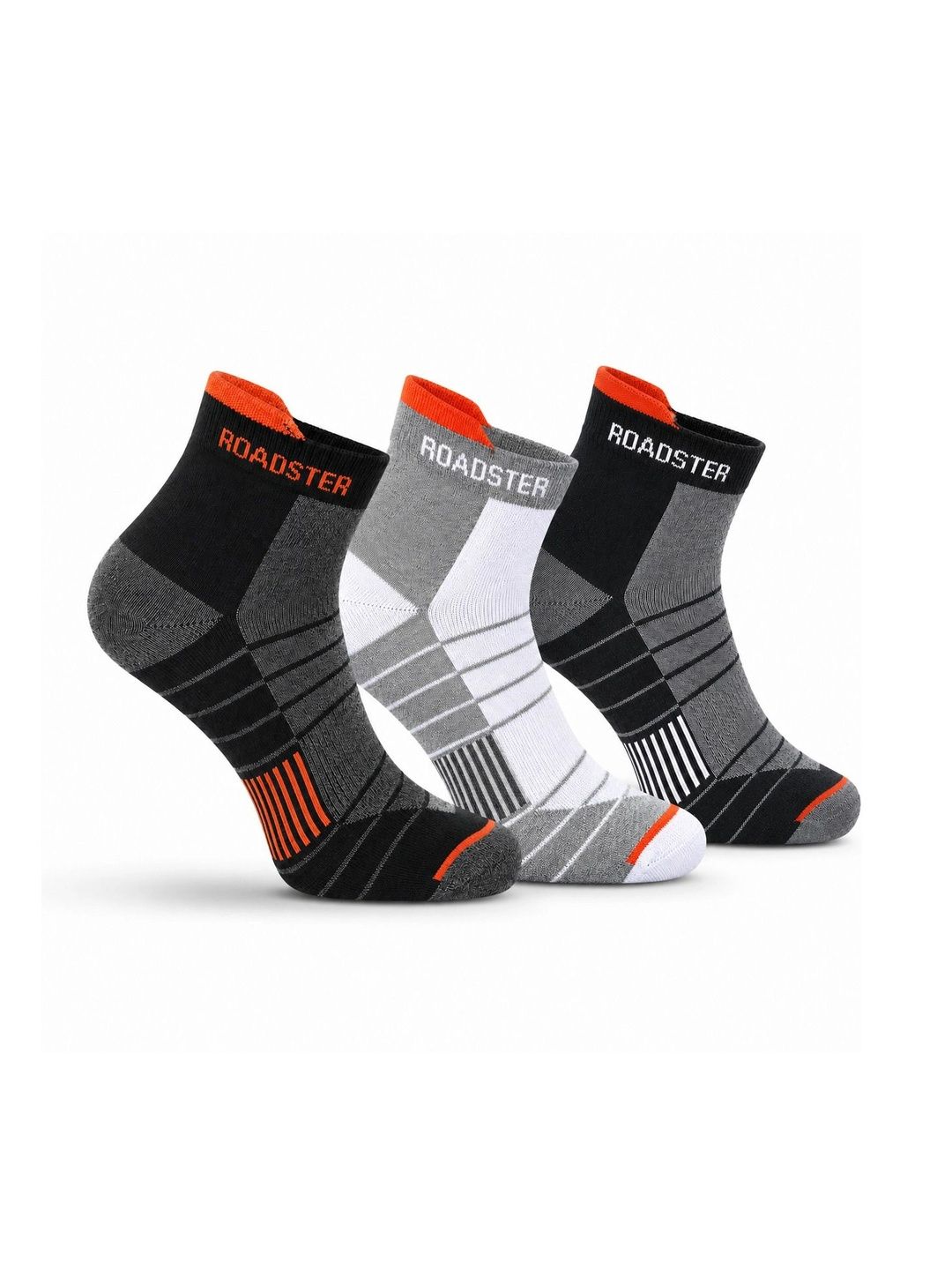 Roadster Men Pack of 3 Cotton Patterned Ankle Length Socks