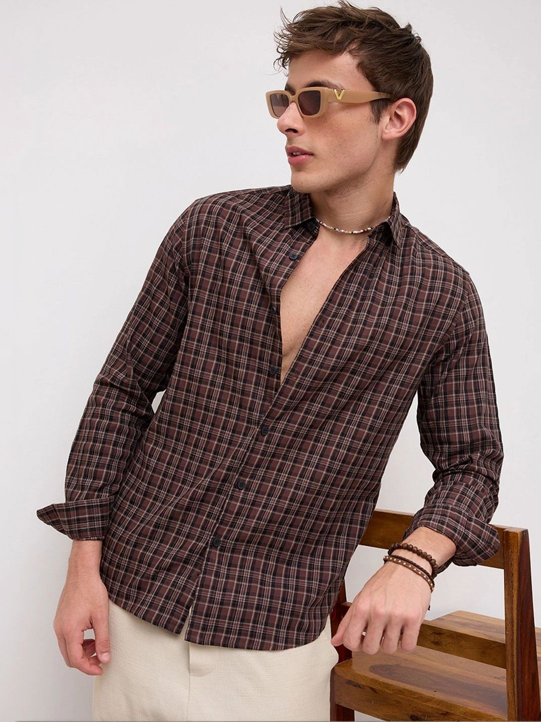 VASTRADO Men Classic Slim Fit Checked Casual Shirt