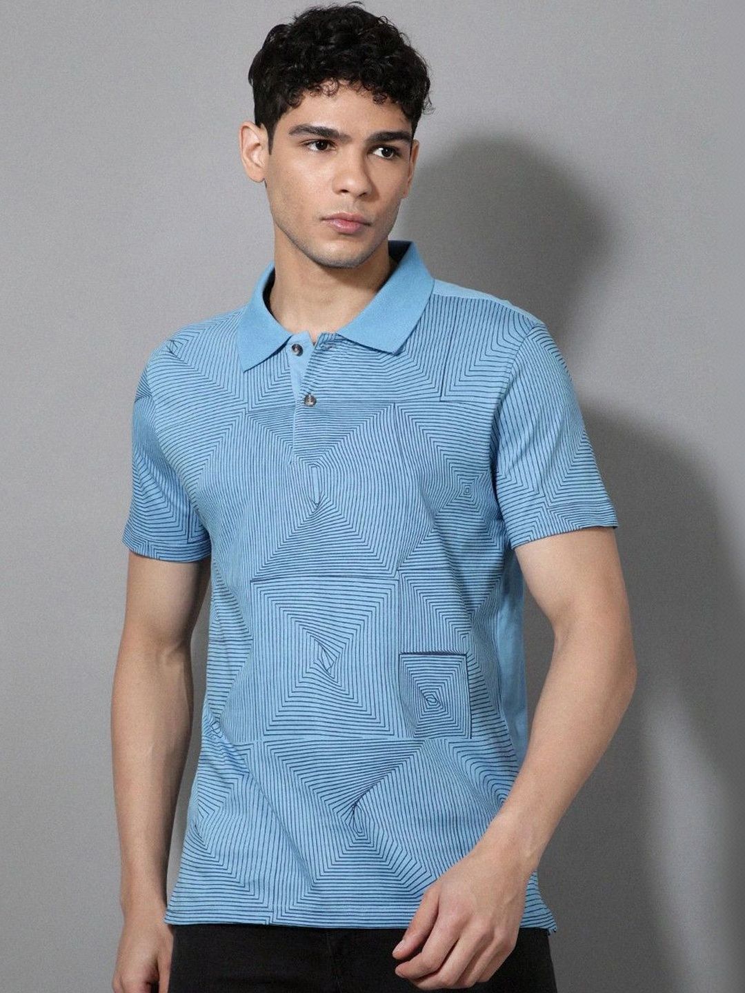 Roadster Men Printed Polo Collar T-shirt