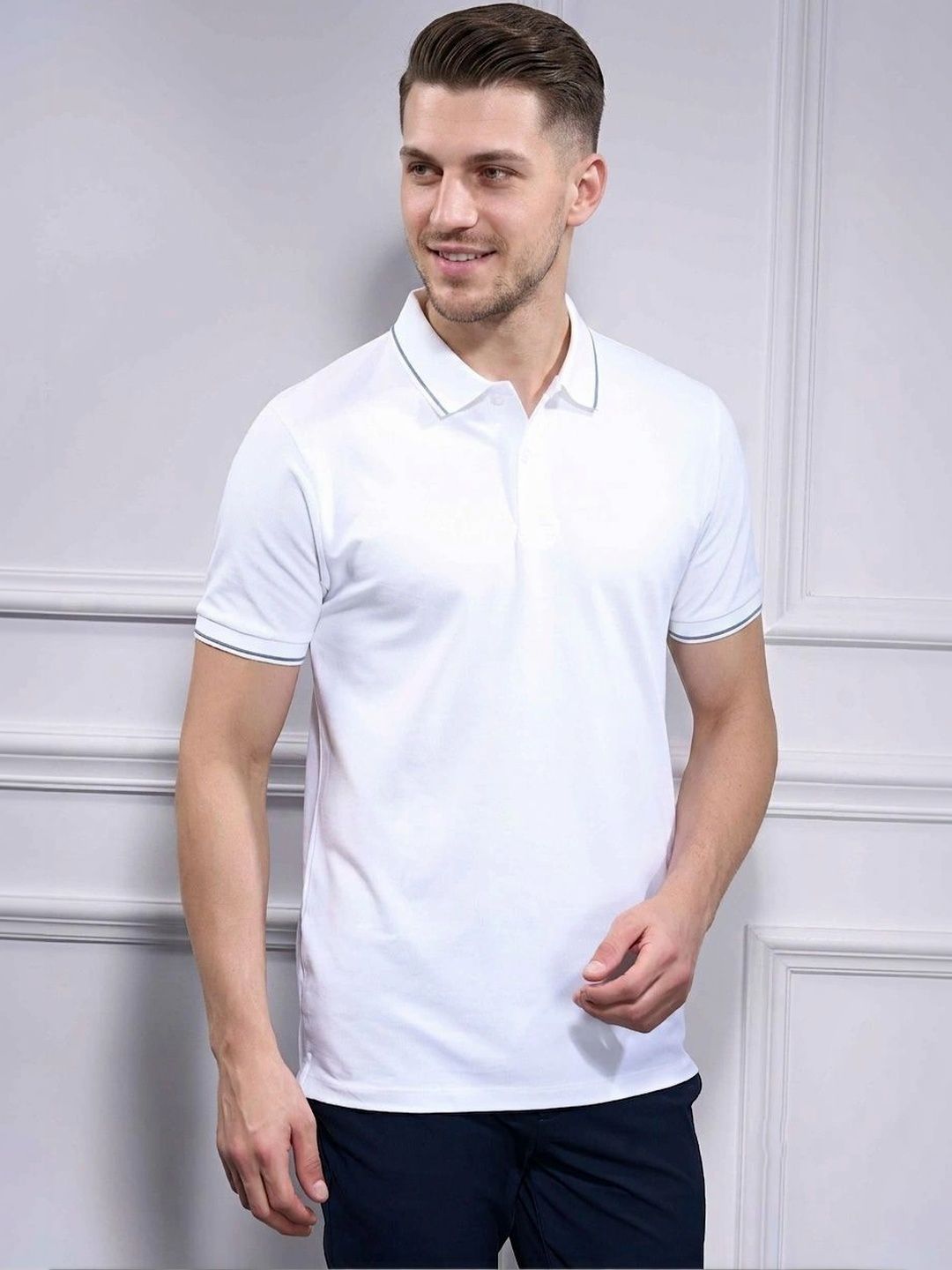 MAXZONE Men Polo Collar T-shirt