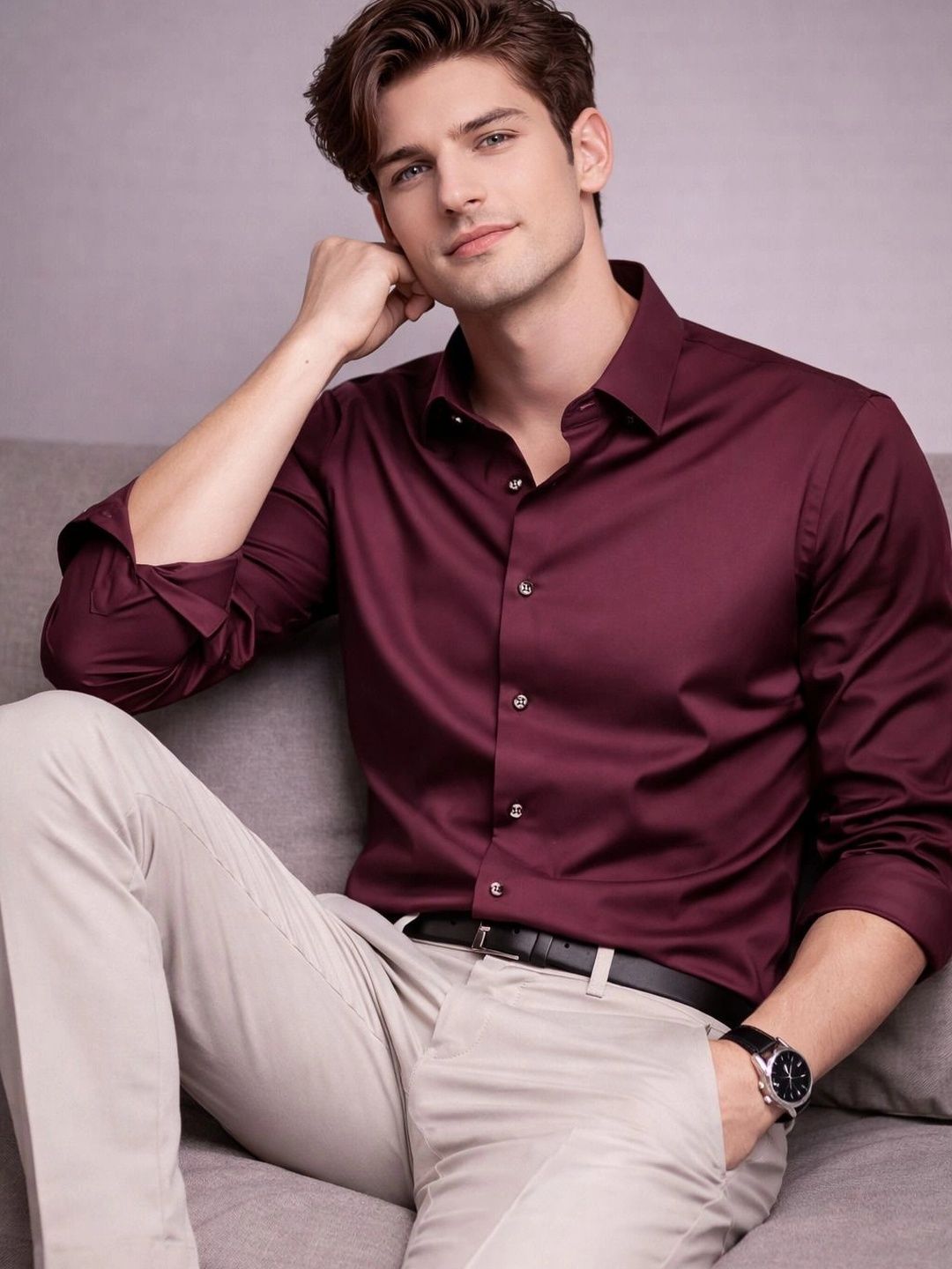THE BIG ATTIRE Men Classic Casual Shirt