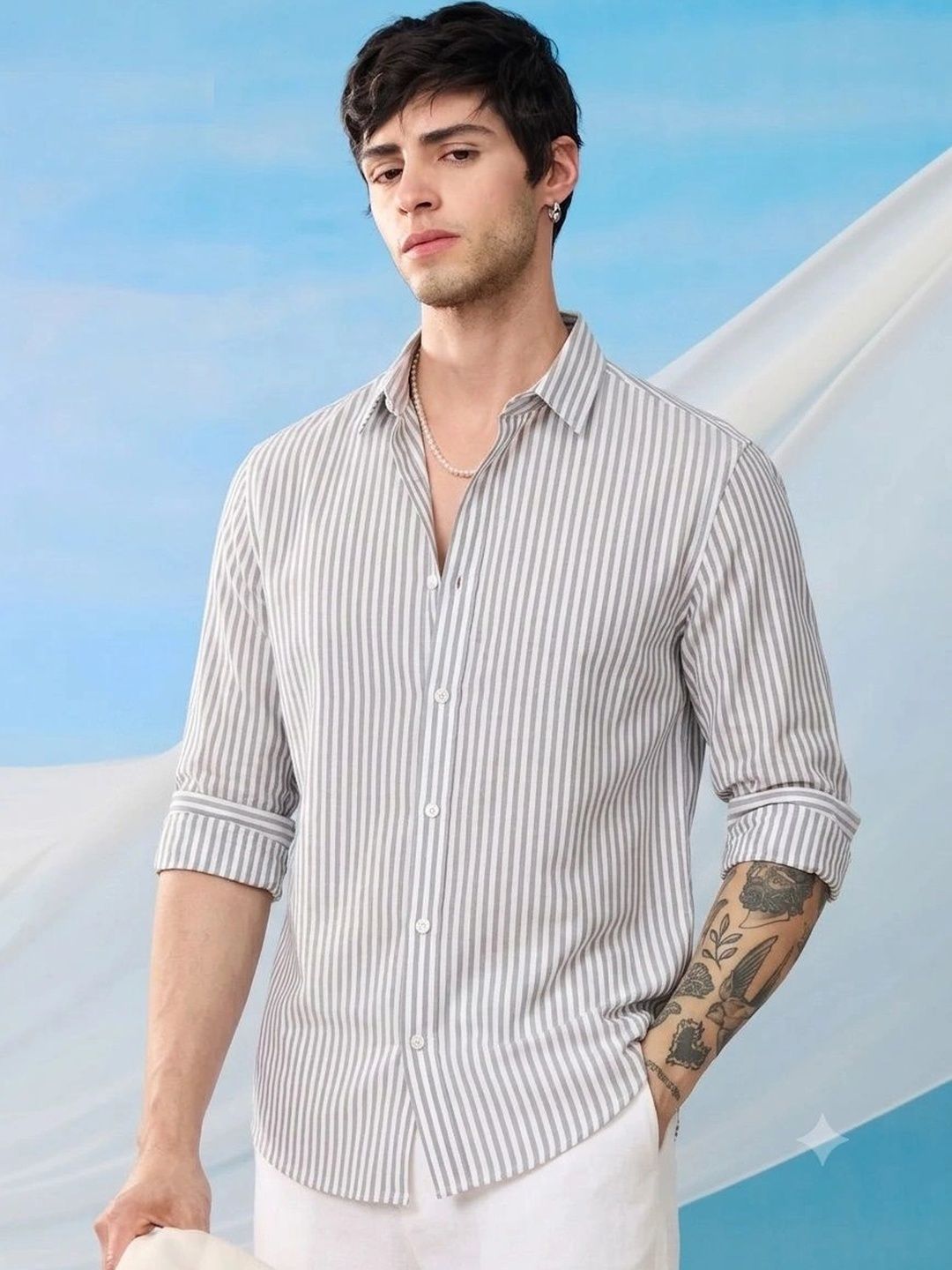 Metronaut Men Classic Striped Casual Shirt