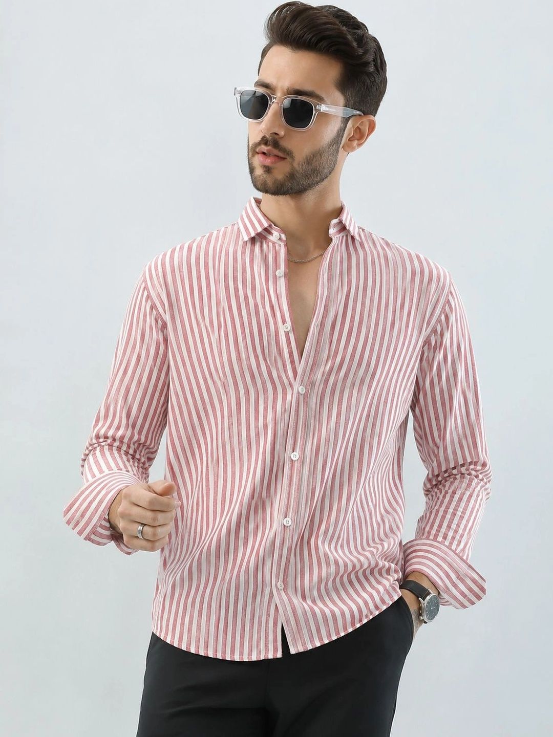 HERE&NOW Men Standard Striped Casual Shirt