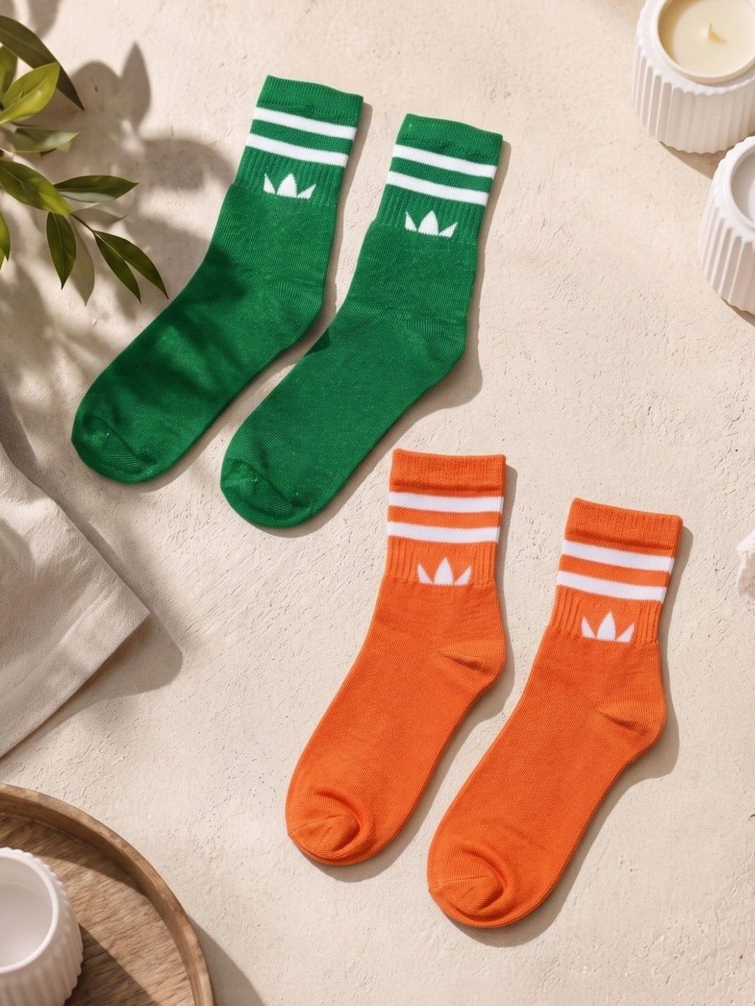 pell-mell Men Pack of 2 Cotton Assorted Striped Above Ankle Socks