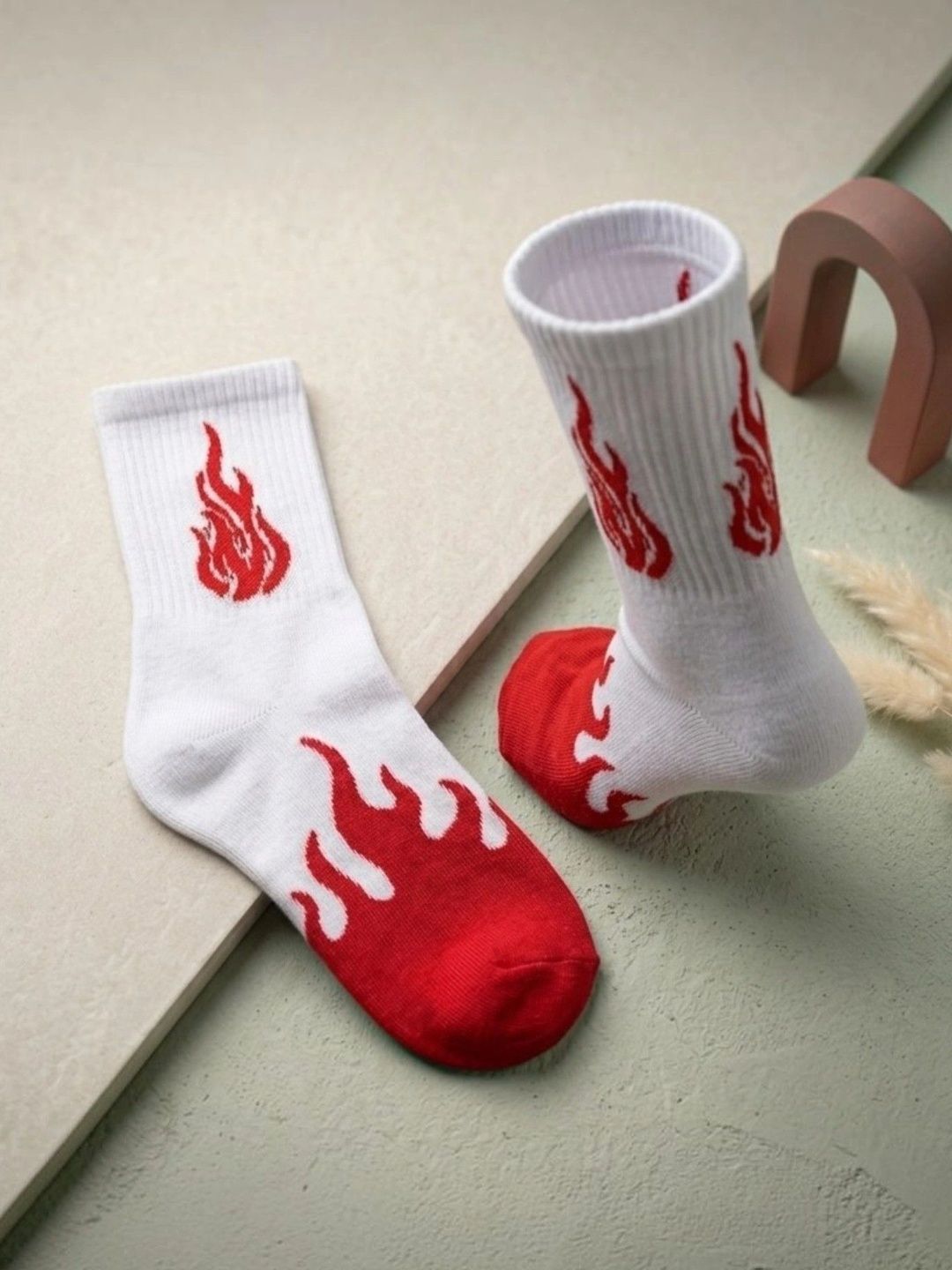 SWAZ Men Pack of 2 Cotton Assorted Patterned Above Ankle Socks