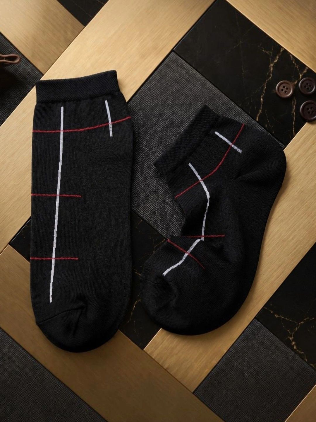 pell-mell Men Pack of 2 Cotton Assorted Patterned Above Ankle Socks